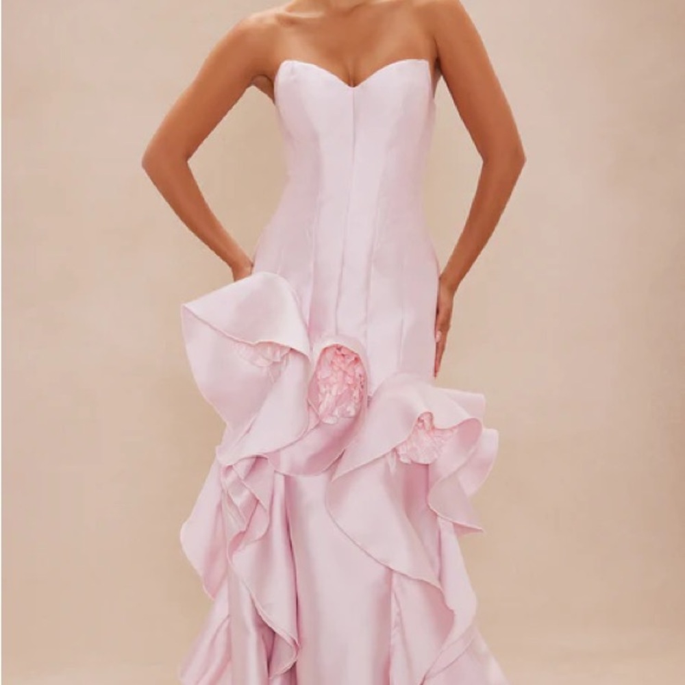 Fashion Nova Elegant Pink Strapless Evening Gown